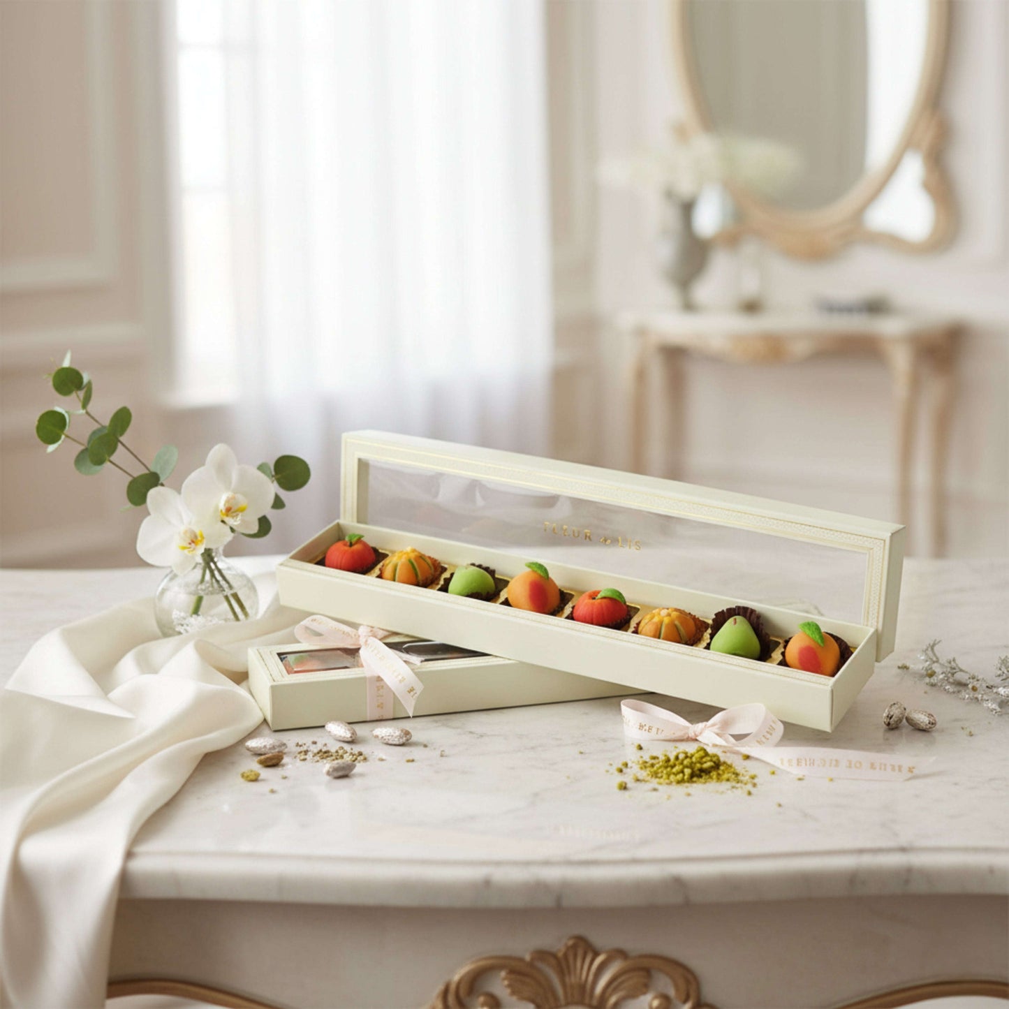Delight Box – 8 Assorted Fruit-Inspired Mithai Fleur de Lis