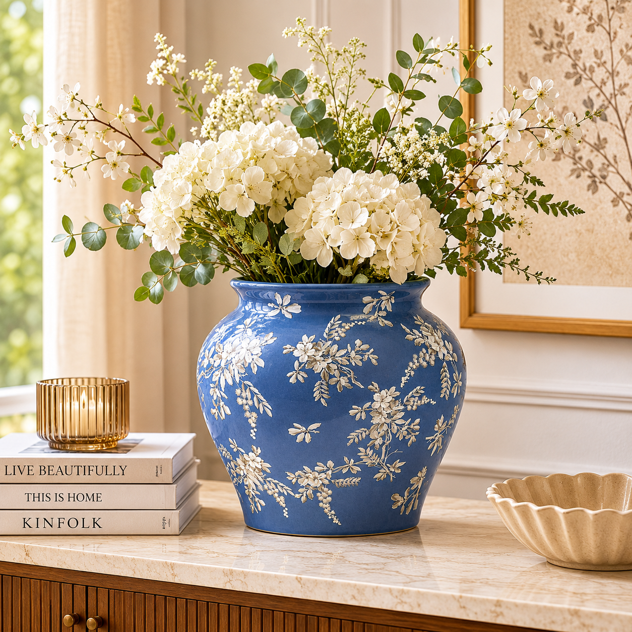 Azure Bloom Porcelain Vase