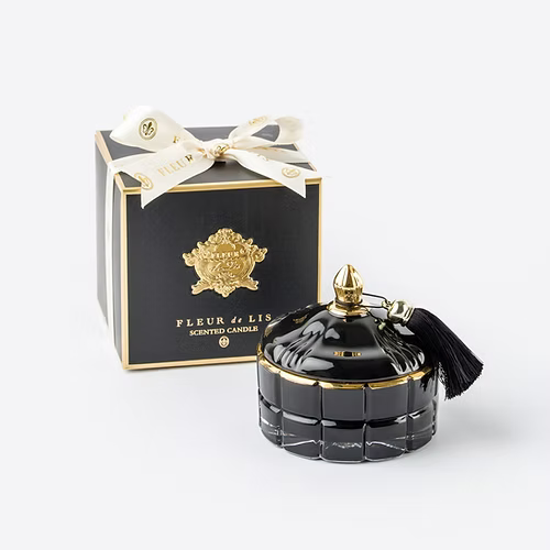 Dome Candle – Ash Black Fleur de Lis
