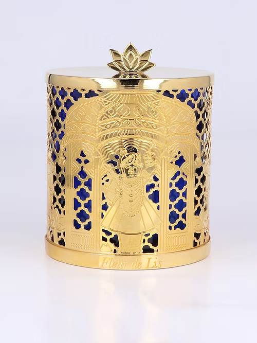 Lattice Candle – Shreenathji Gold Fleur de Lis