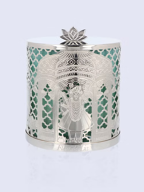 Lattice Candle - Shreenathji Silver Fleur de Lis