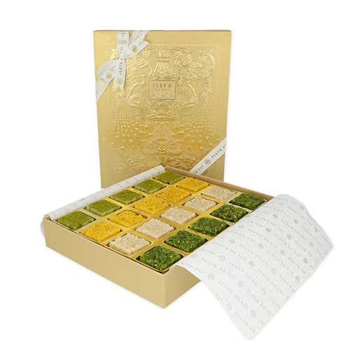 Celebration Box – 20 Assorted Premium Barfi Fleur de Lis
