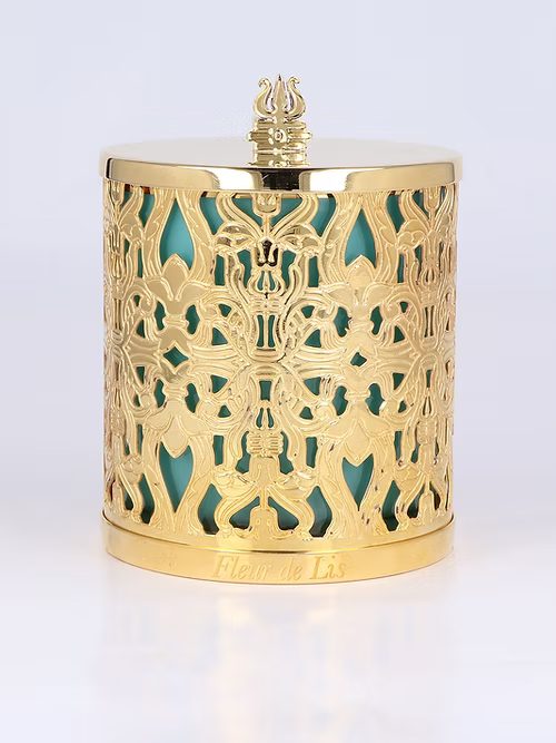 Lattice Candle - Trishul Gold Fleur de Lis