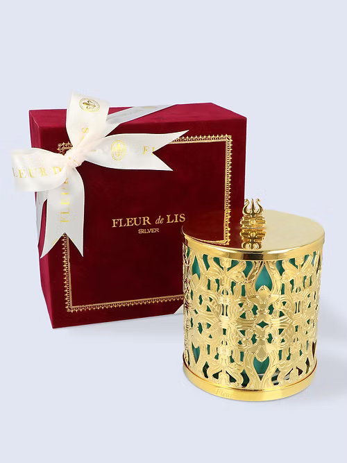 Lattice Candle - Trishul Gold Fleur de Lis