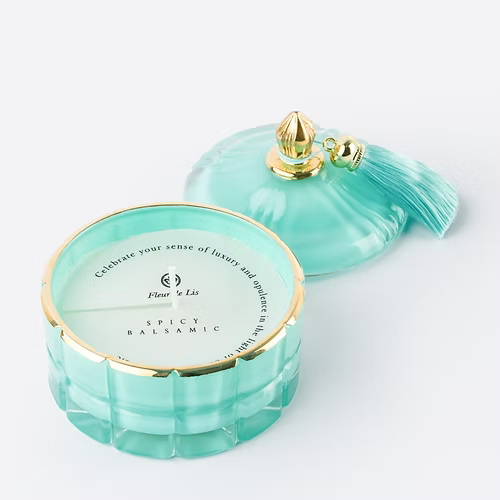 Dome Candle – Tiffany Blue Fleur de Lis