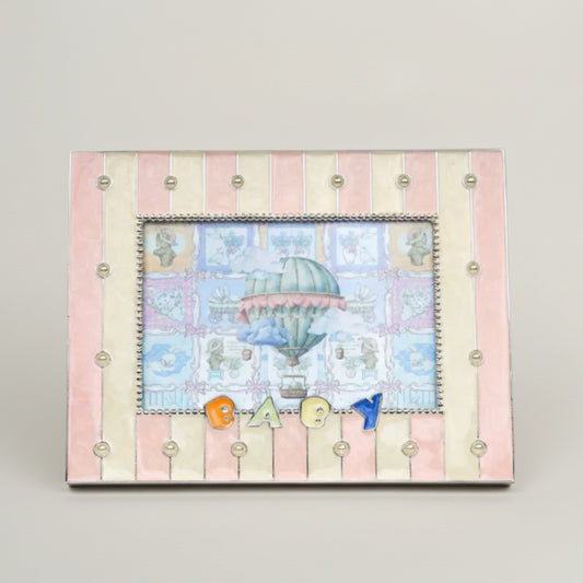 Adorable Striped Baby Photo Frame Fleur de Lis