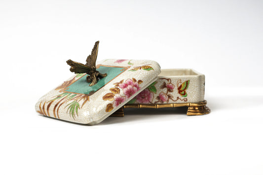 Trinket Box with Butterfly Fleur de Lis