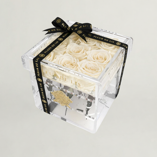 Acrylic Box of Majestic White Roses