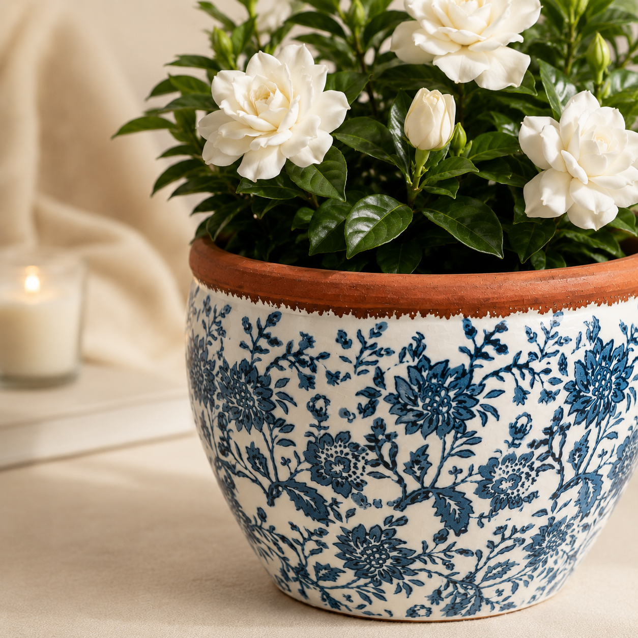 Imperial Blue Ceramic Planter Set of 3