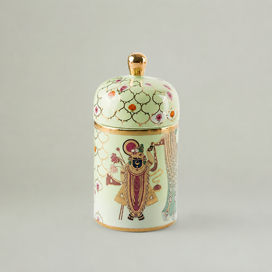 Divine Ceramic Candle – Shreenathji Green
