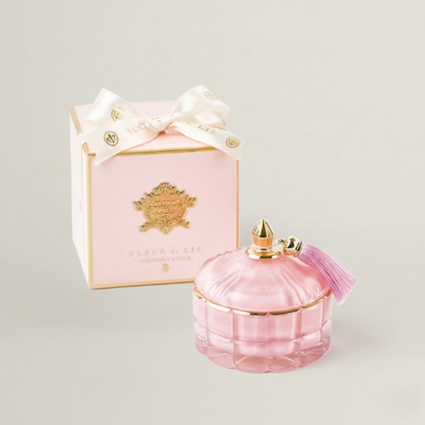 Dome Candle – Blush Pink Fleur de Lis