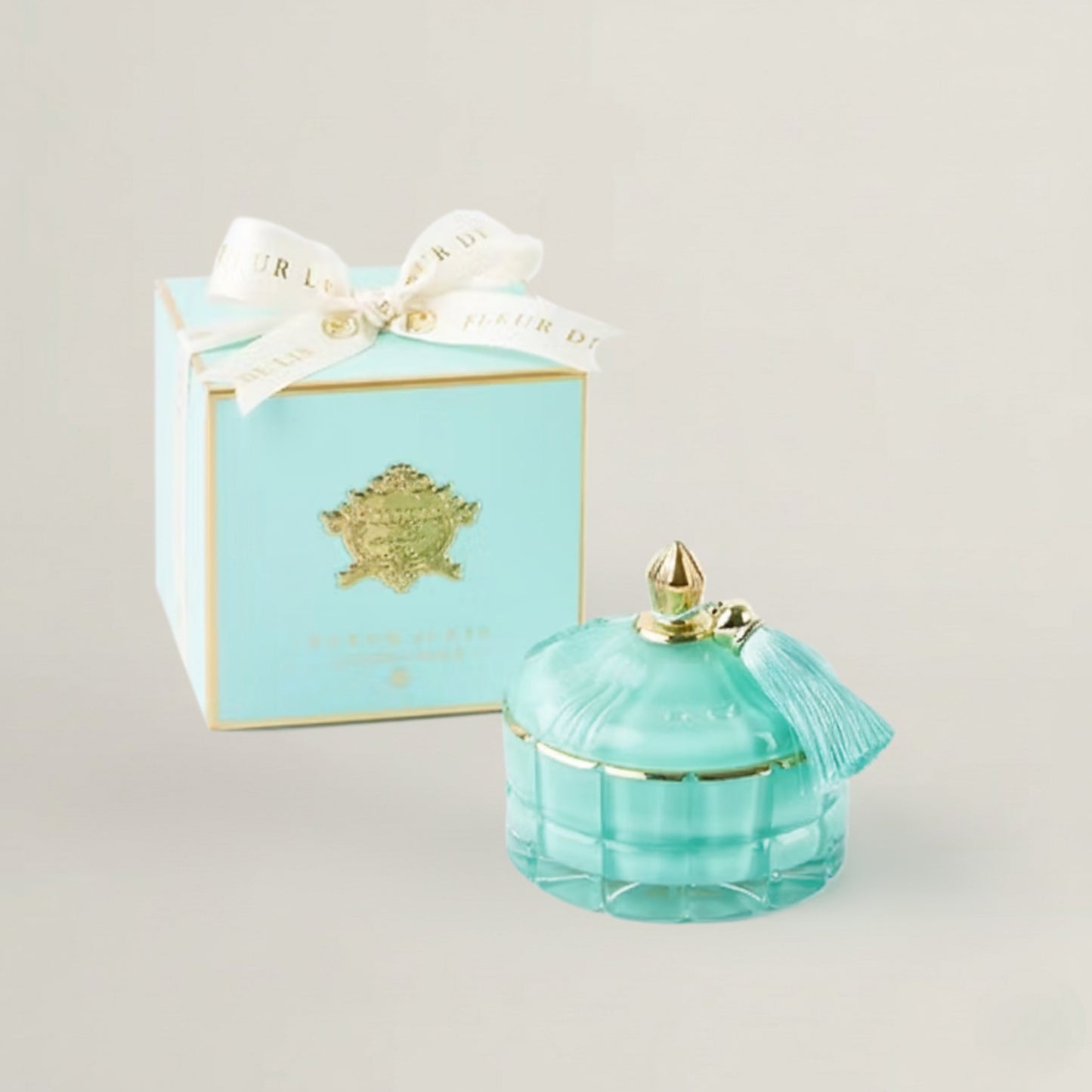 Dome Candle – Tiffany Blue Fleur de Lis