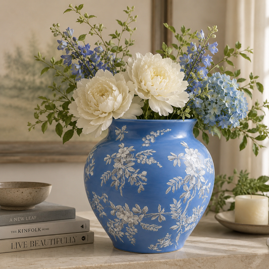 Azure Bloom Porcelain Vase
