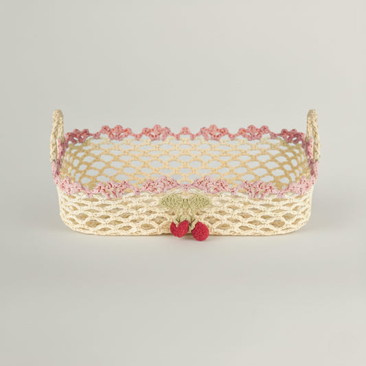 Pink Cherry Basket Fleur de Lis