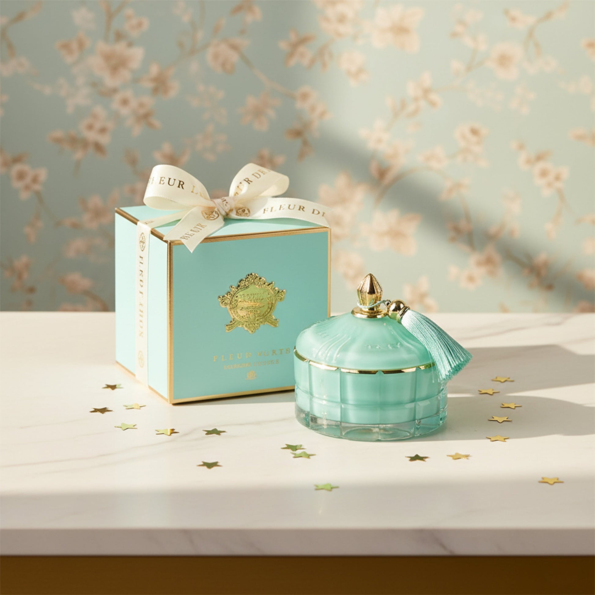 Dome Candle – Tiffany Blue Fleur de Lis