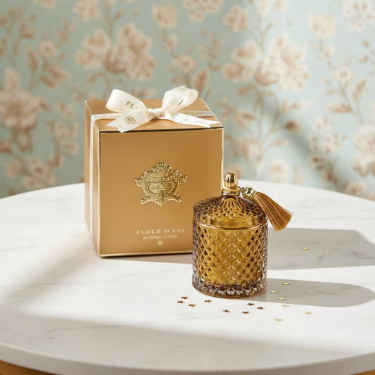 Pyramid Candle – Amber Gold Edition Fleur de Lis