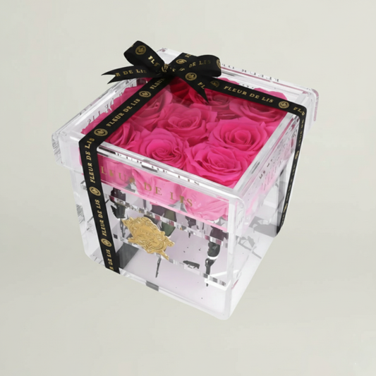 Acrylic Box of Pink Roses