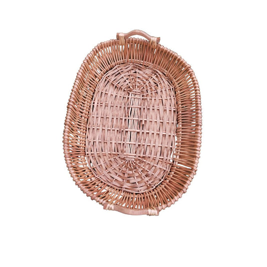Oval Wicker Basket with Handles Fleur de Lis