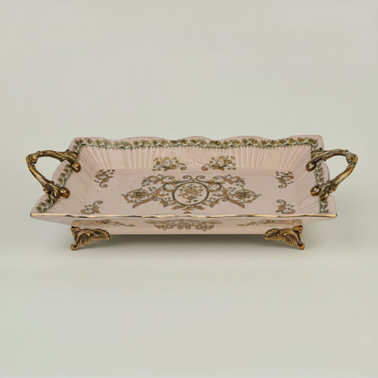 Victorian Ceramic Serving Tray Fleur de Lis