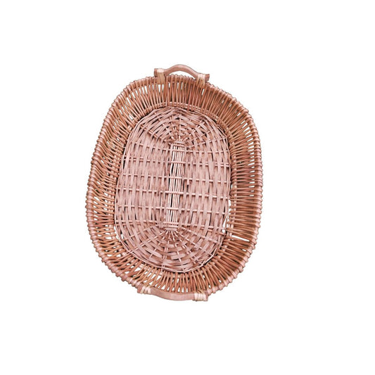 Oval Wicker Basket with Handles Fleur de Lis