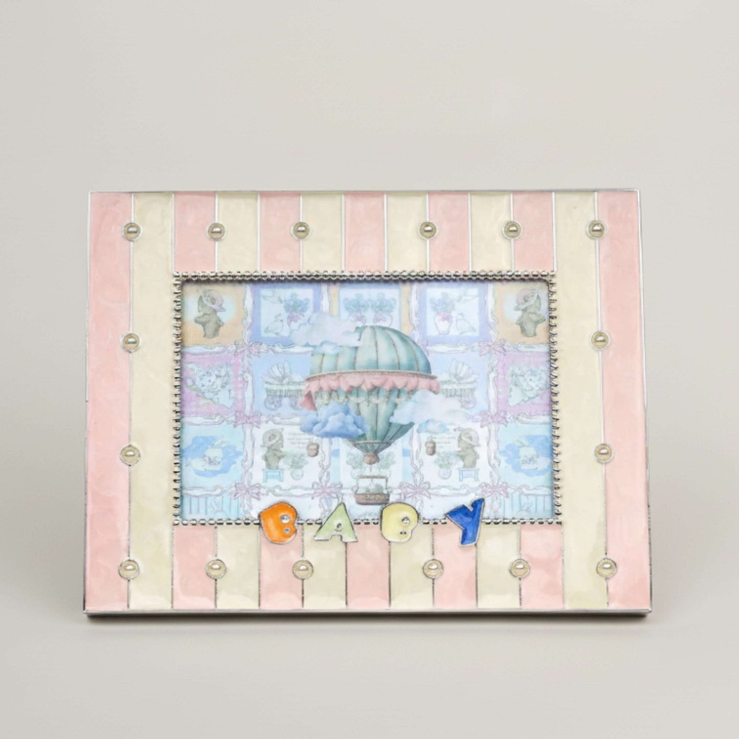 Adorable Striped Baby Photo Frame Fleur de Lis