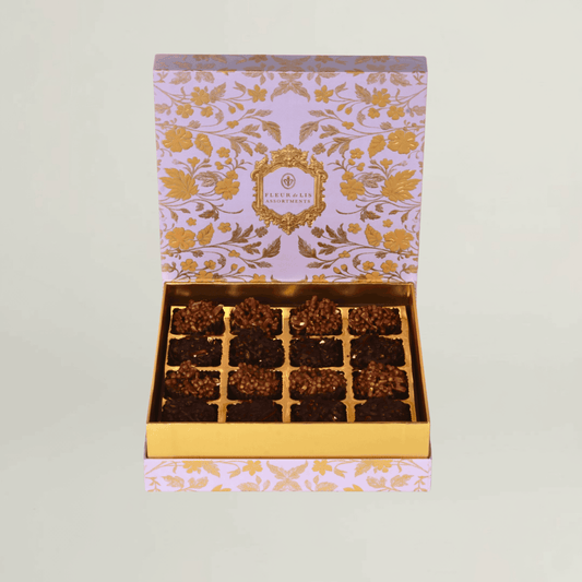 Assorted Chocolate Box – 16 Pcs (Dark & Milk Roche) Fleur de Lis