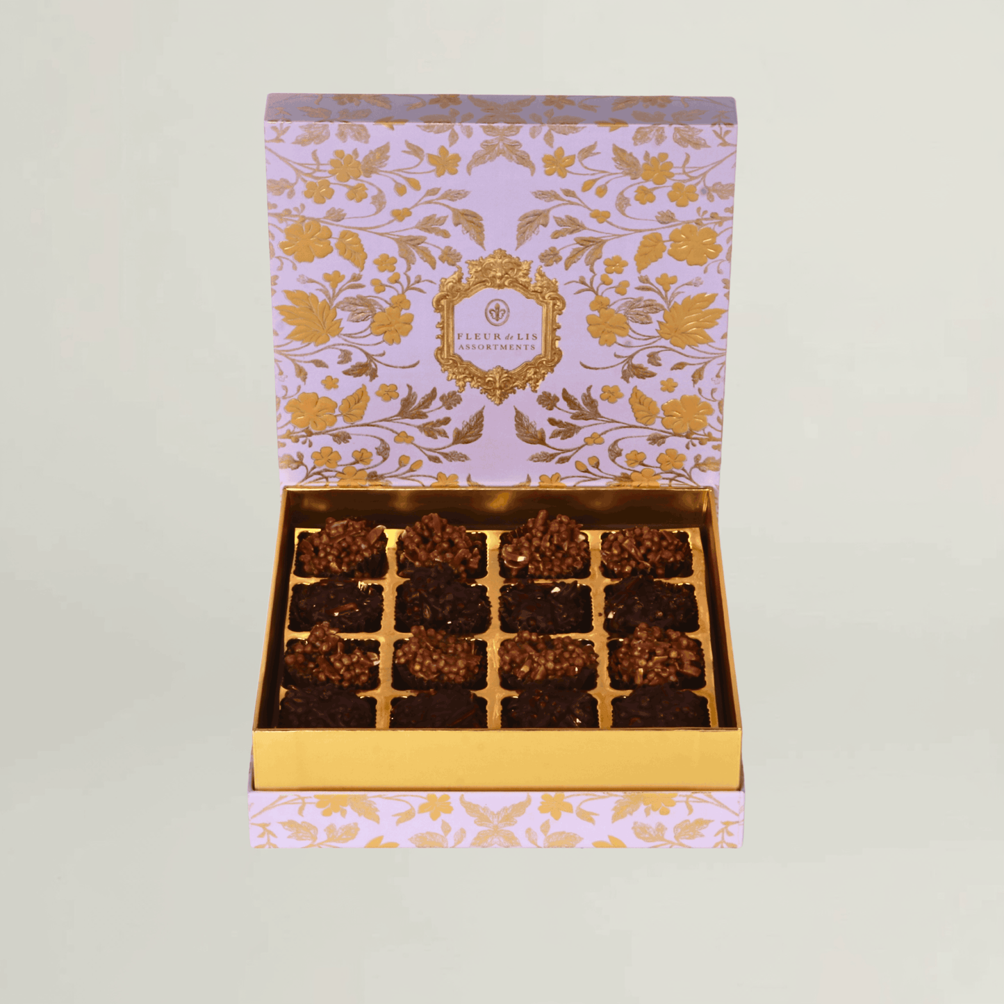 Assorted Chocolate Box – 16 Pcs (Dark & Milk Roche) Fleur de Lis