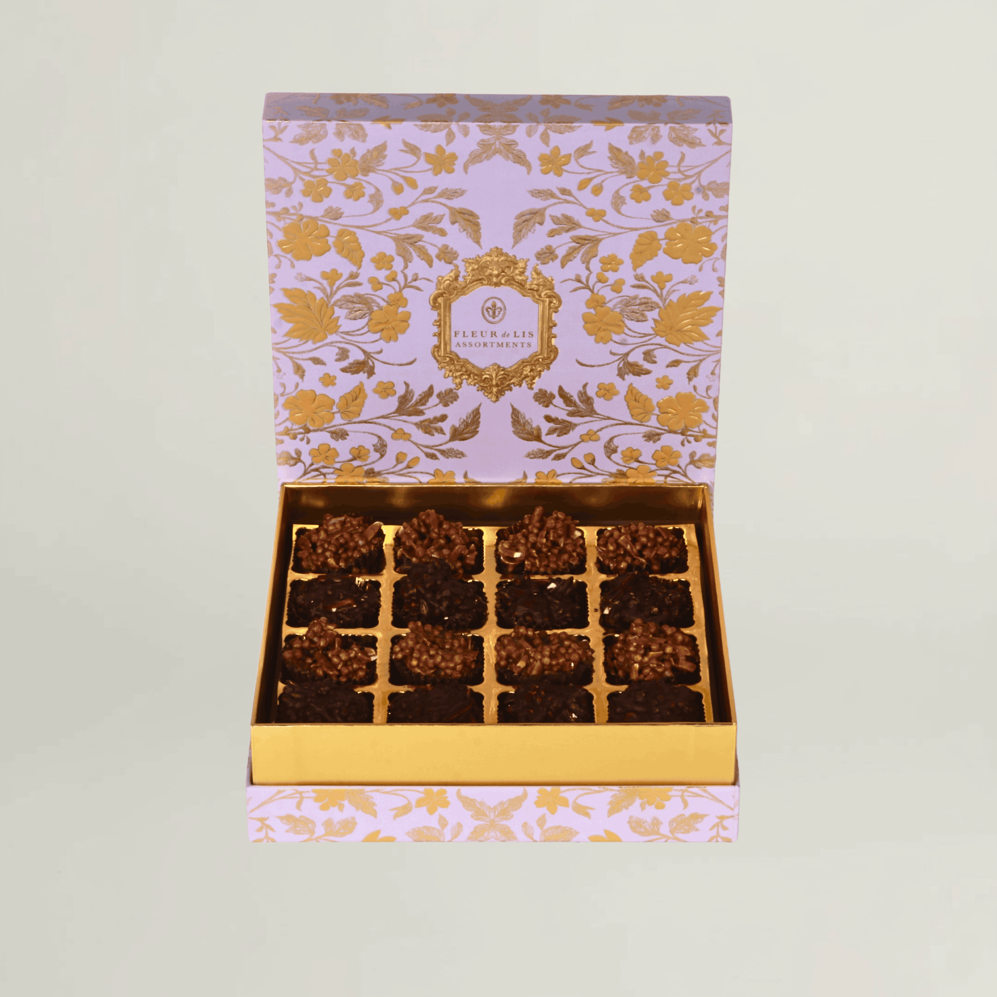 Assorted Chocolate Box – 16 Pcs (Dark & Milk Roche) Fleur de Lis