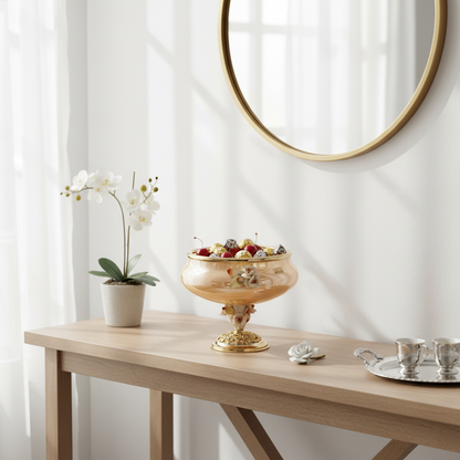 Autumn Glow Murano glass centerpiece bowl styled as a luxury decorative accent for elegant home décor