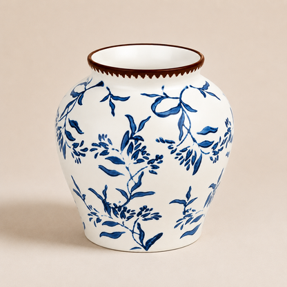 Blue Floral Porcelain Vase Set