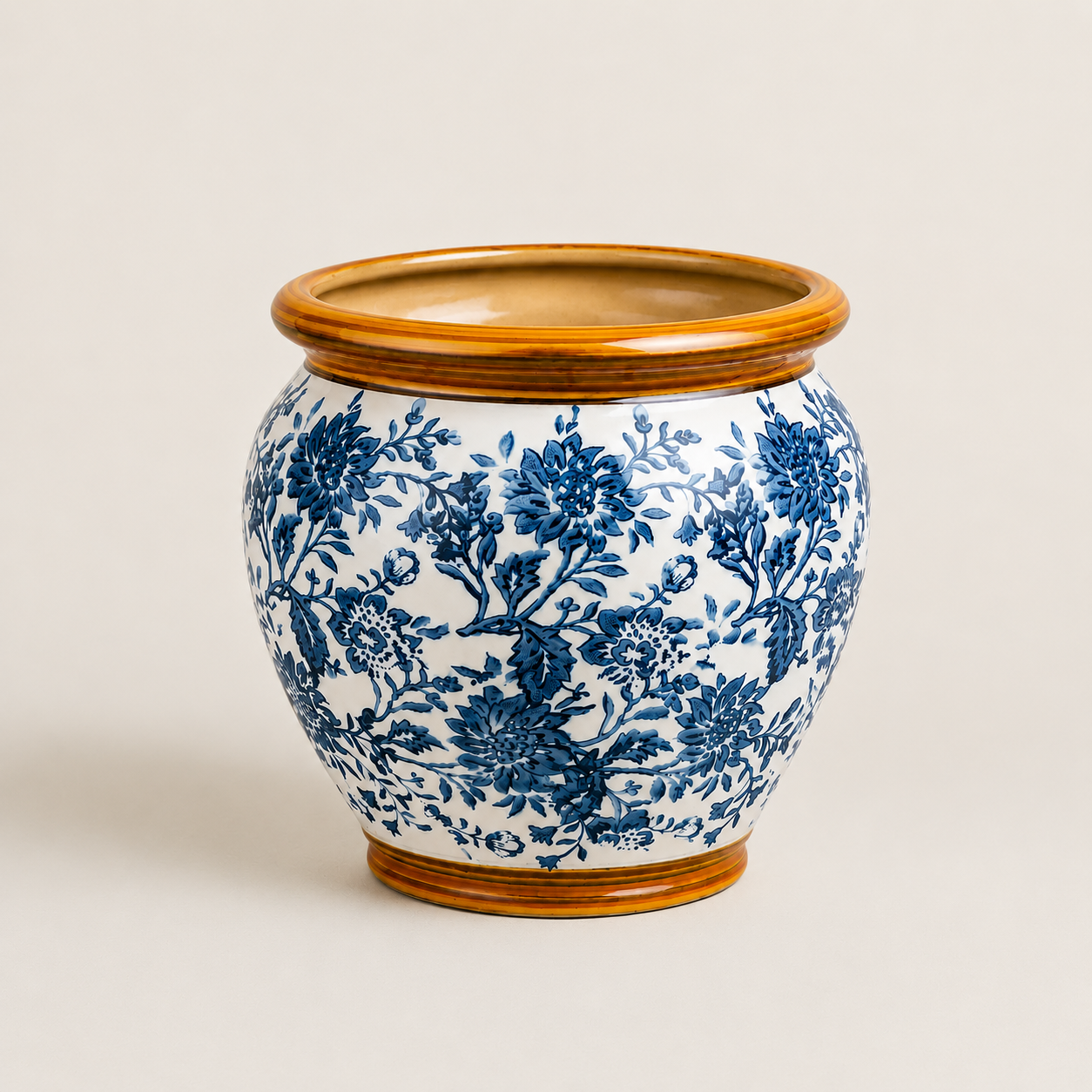 Imperial Glaze Blue Chinoiserie Planter Set