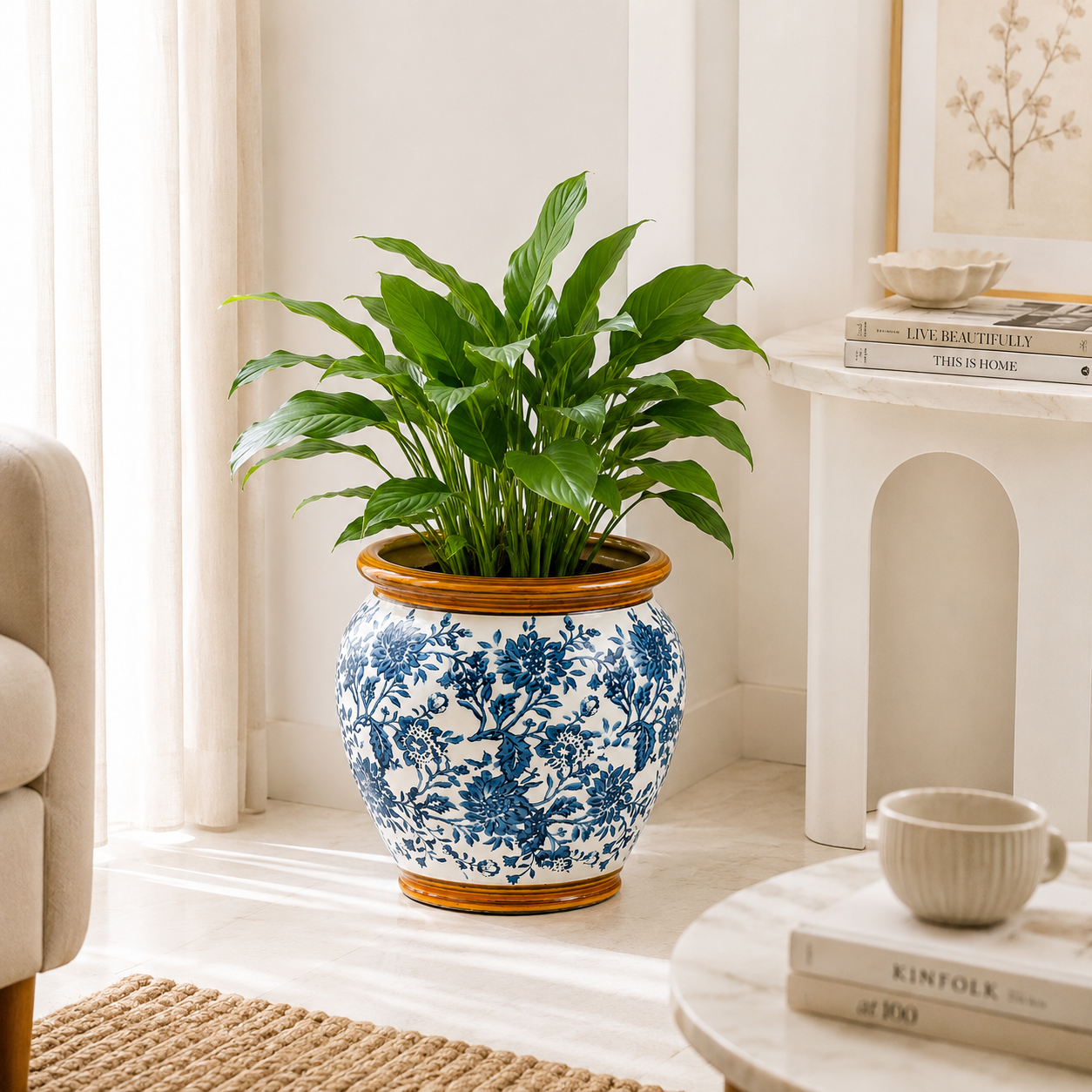 Imperial Glaze Blue Chinoiserie Planter Set