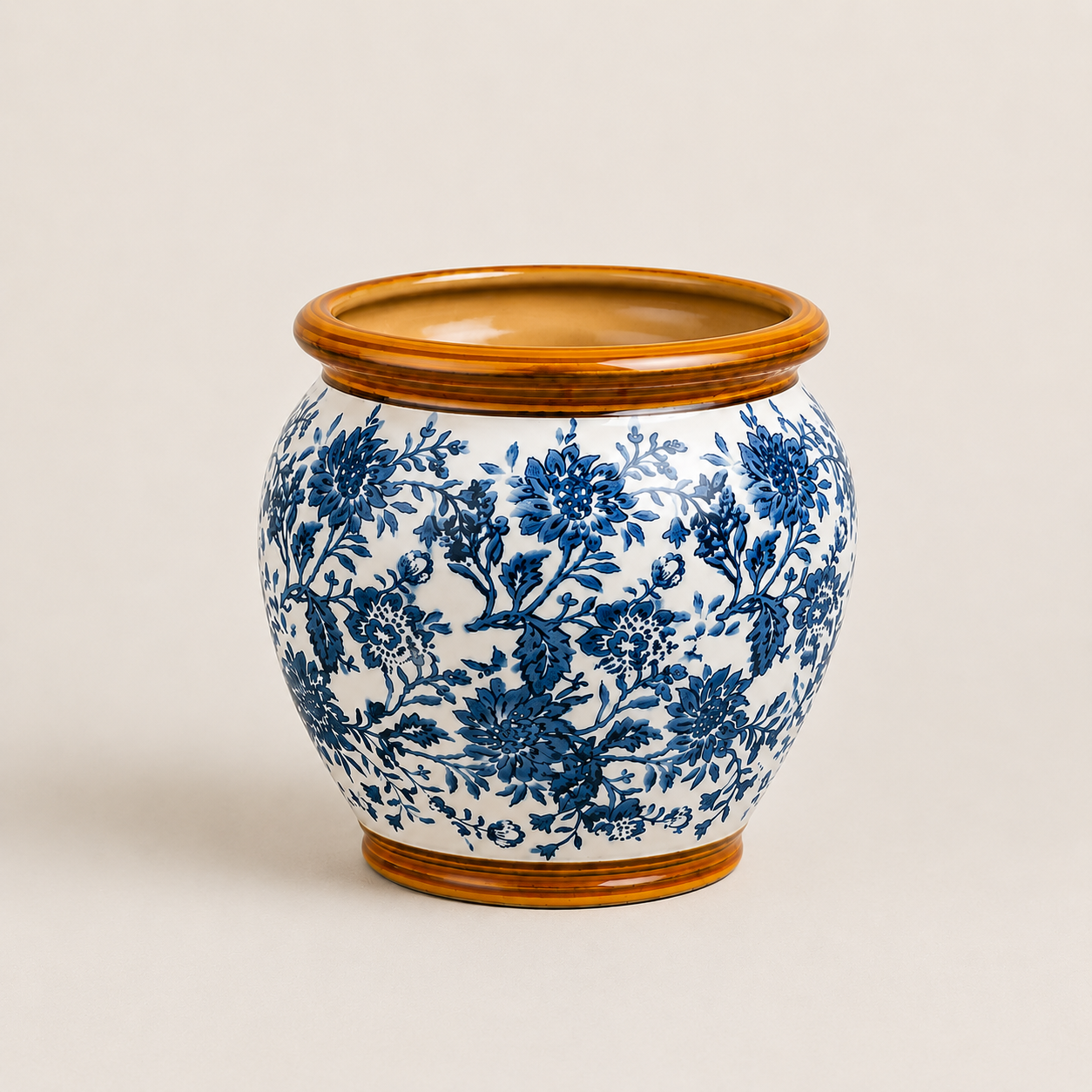 Imperial Glaze Blue Chinoiserie Planter Set
