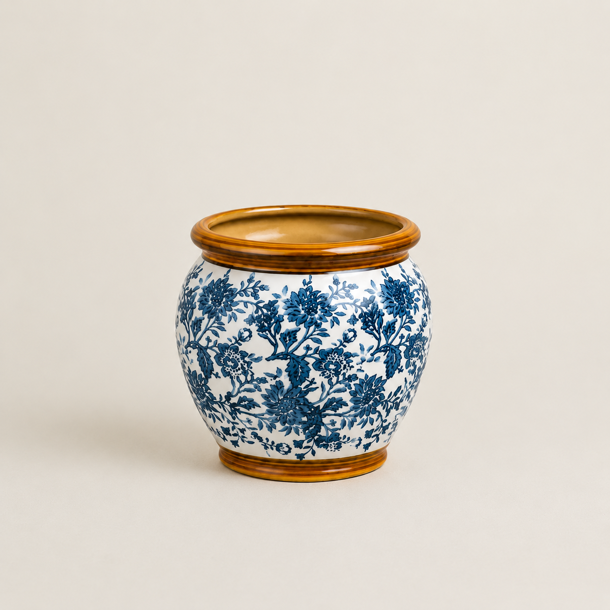 Imperial Glaze Blue Chinoiserie Planter Set