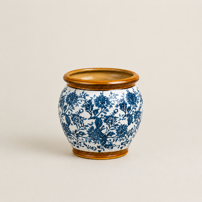 Imperial Glaze Blue Chinoiserie Planter Set