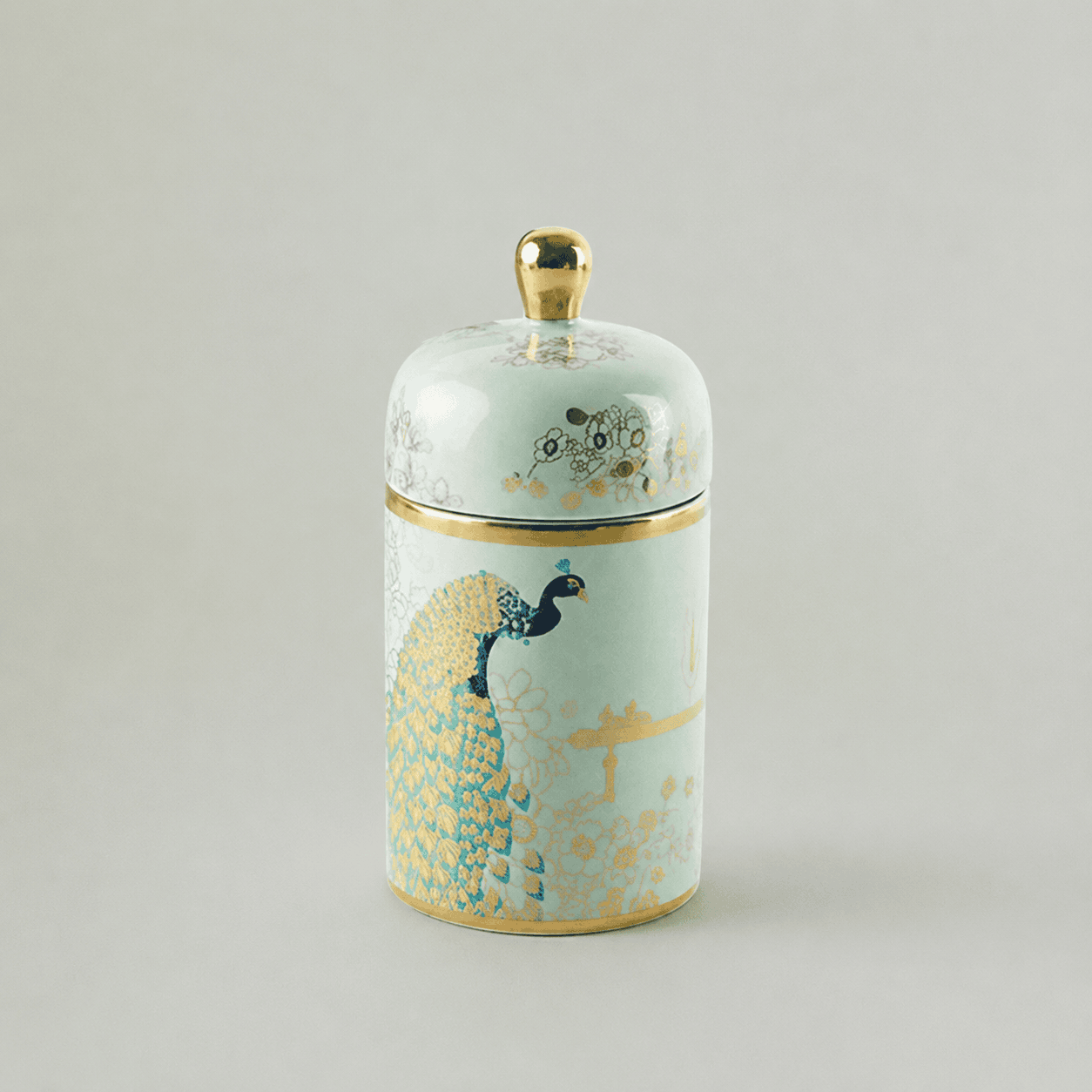 Divine Ceramic Candle – Peacock Fleur de Lis