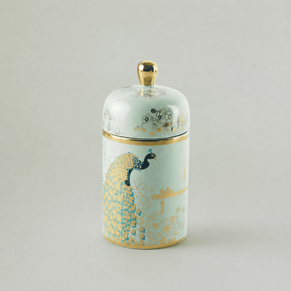 Divine Ceramic Candle – Peacock Fleur de Lis