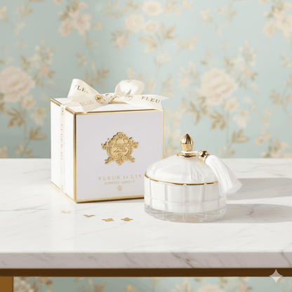 Dome Candle – Snow White Fleur de Lis