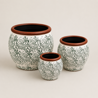 Verdant Heritage Ceramic Planter Set of 3