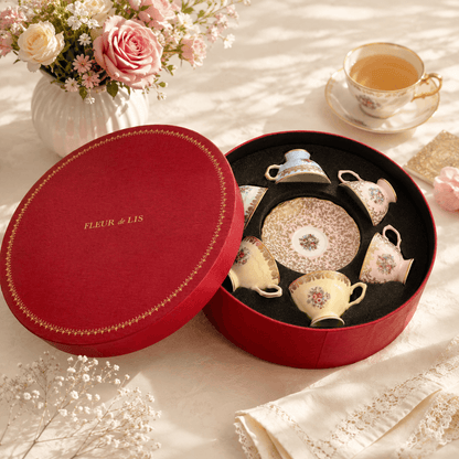 Hand-Painted Luxury Porcelain Tea Set Fleur de Lis