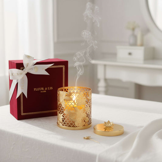 Lattice Candle - Floral Gold Fleur de Lis
