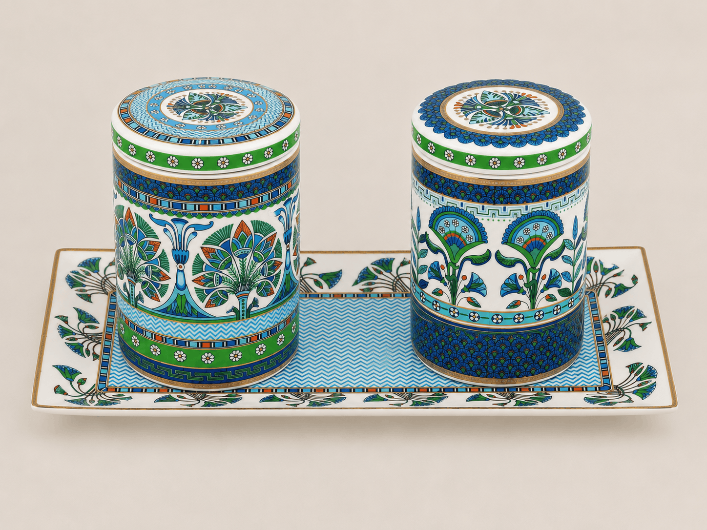 Maison Fleur- Canister Set with Tray Fleur de Lis