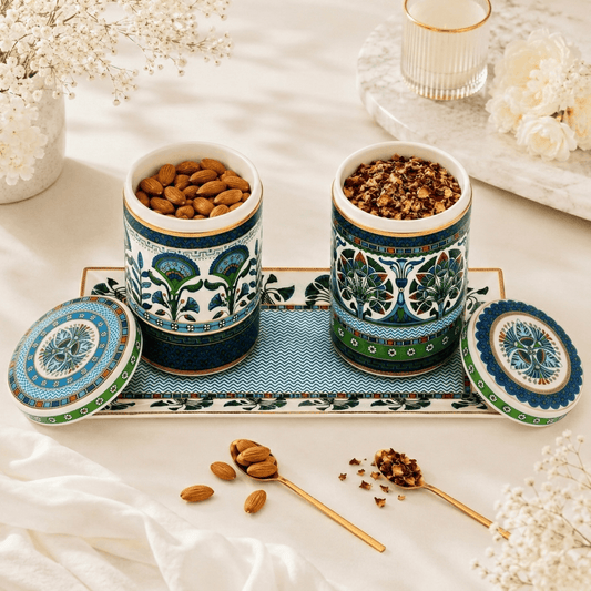 Maison Fleur- Canister Set with Tray Fleur de Lis