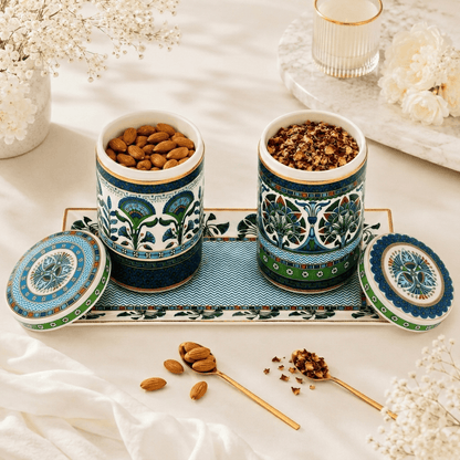 Maison Fleur- Canister Set with Tray Fleur de Lis