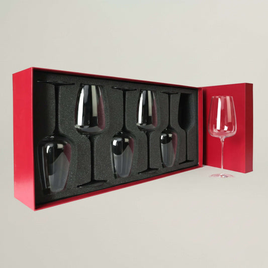 Set of 6 Elegant Wine Glasses Fleur de Lis