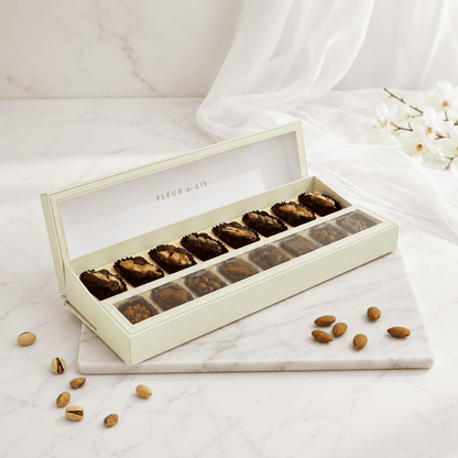 Surprise Box – Assorted Arabic Dates (8 Pcs) Fleur de Lis