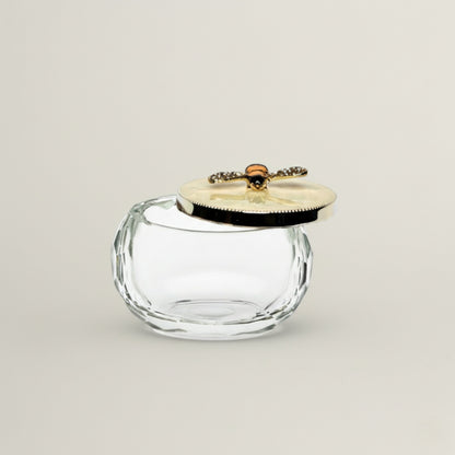 Sweet Bee crystal trinket jar with faceted glass body and elegant bee lid, luxury jewelry storage jar for rings, earrings and keepsakes
