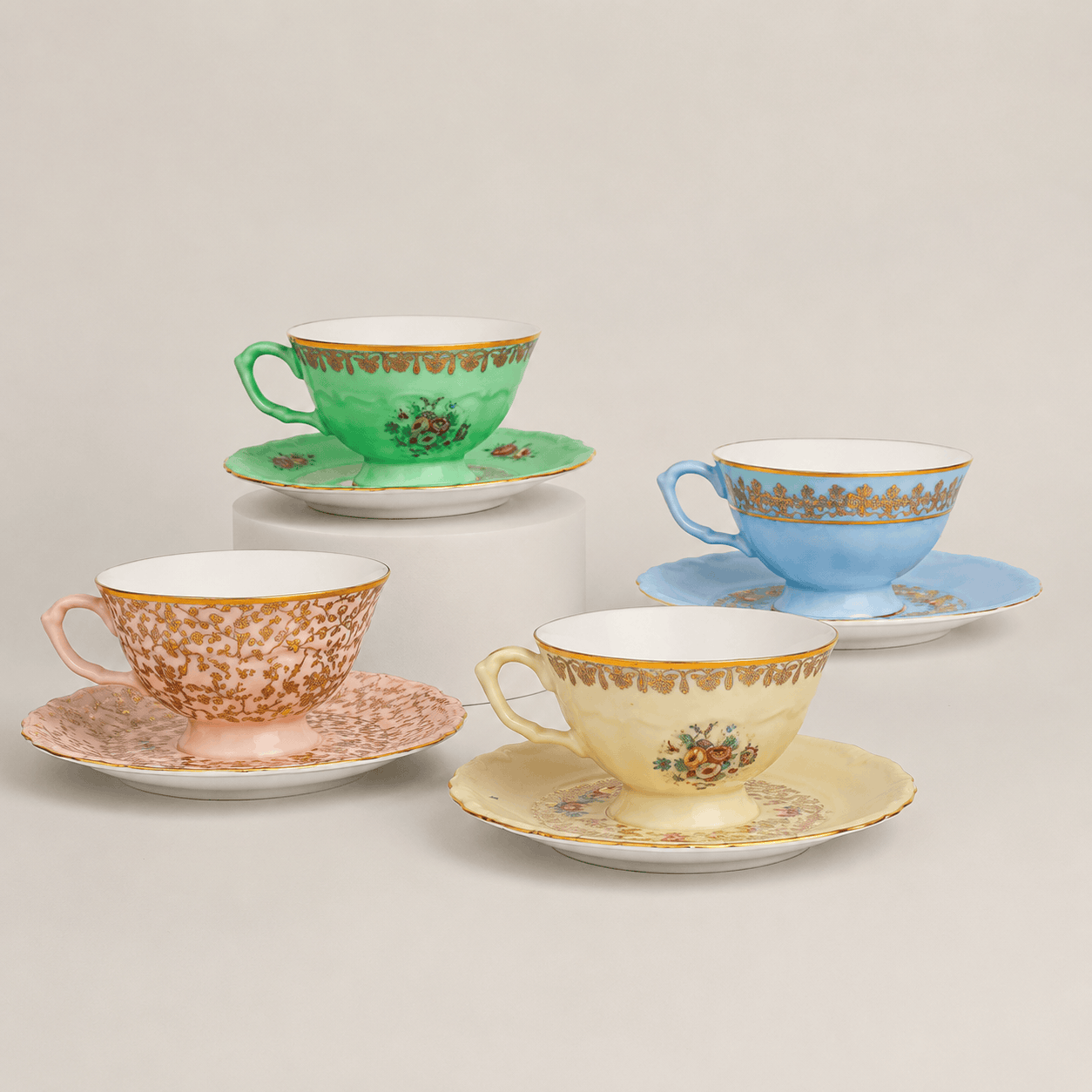 Tea Cup Set Fleur de Lis