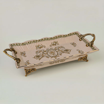 Victorian Ceramic Serving Tray Fleur de Lis