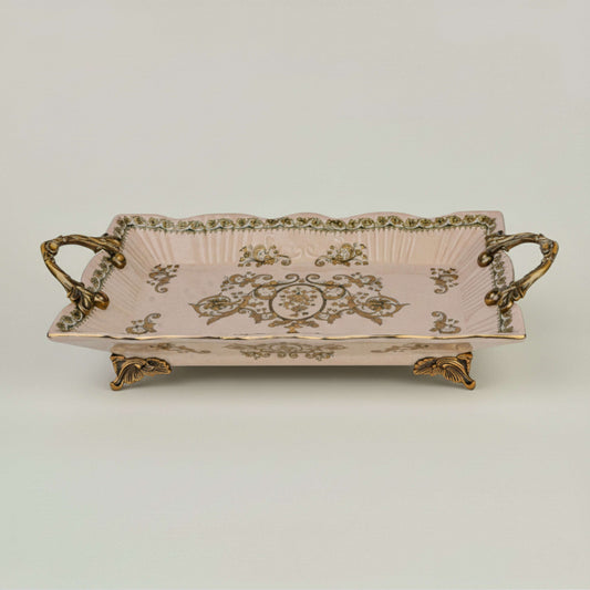 Victorian Ceramic Serving Tray Fleur de Lis